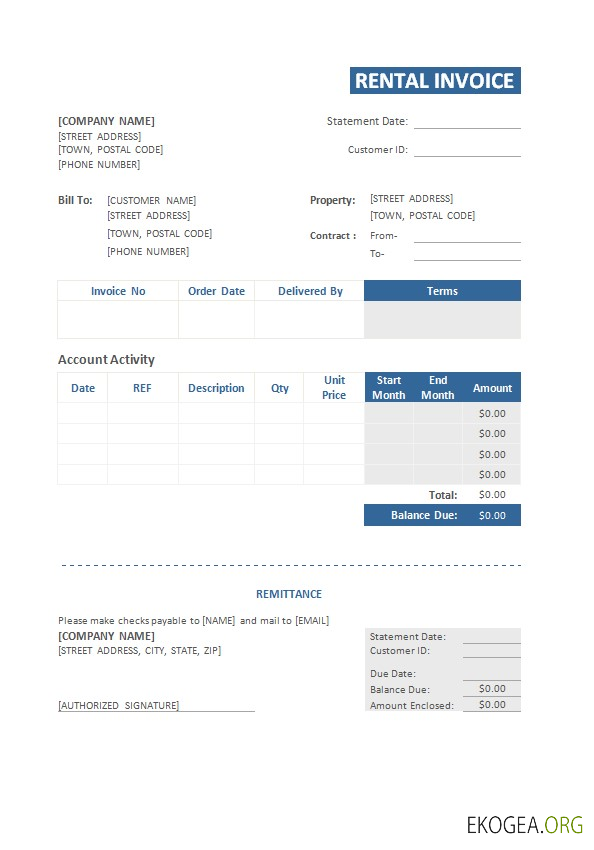 Modèle de facture de location 2 template